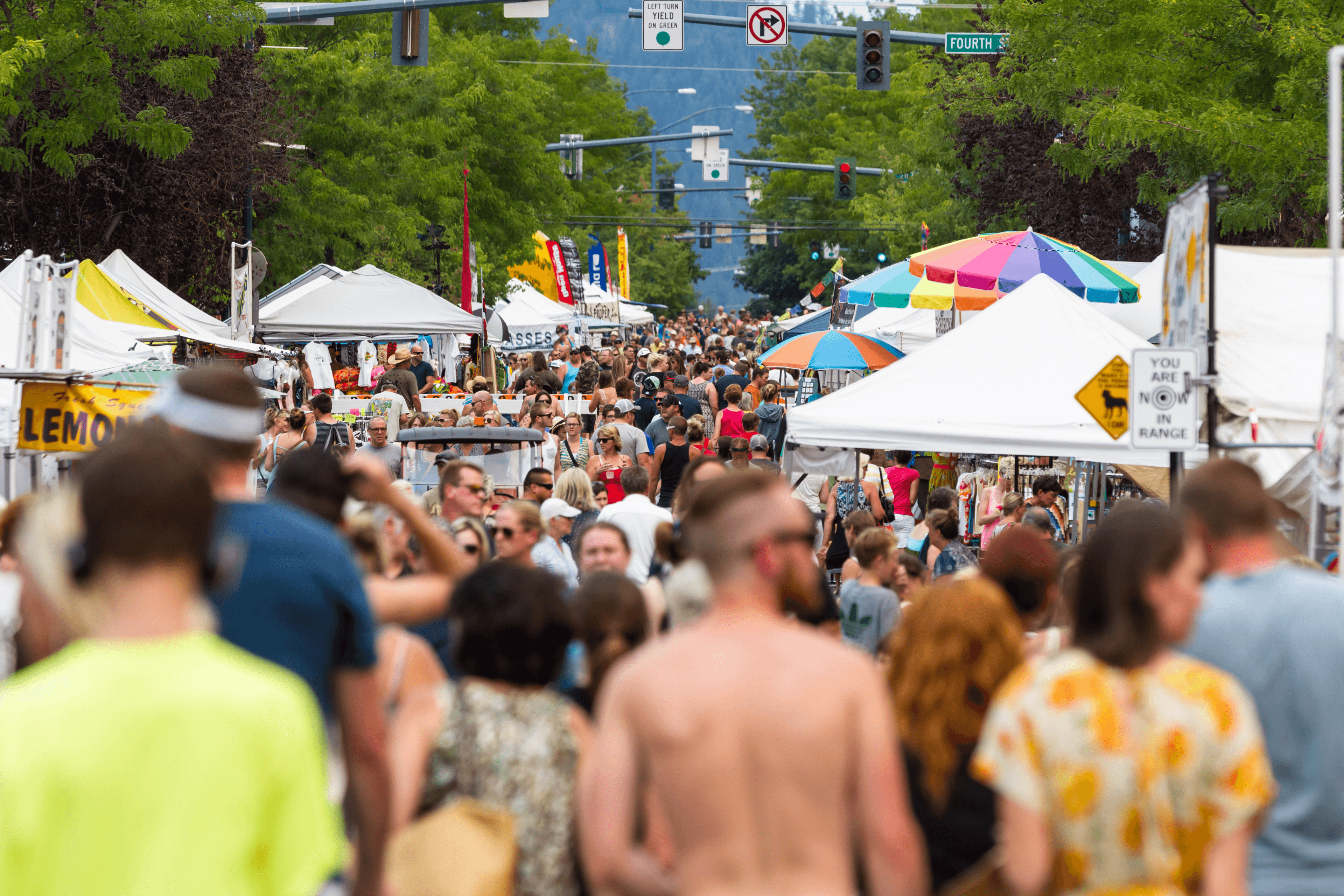Street festival with pop-up tents